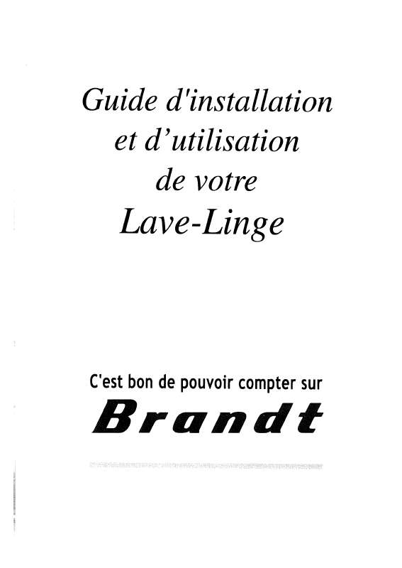 Guide utilisation BRANDT F151 de la marque BRANDT