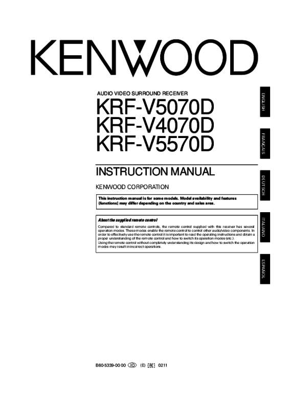 Guide utilisation KENWOOD KRF-V4070D  de la marque KENWOOD