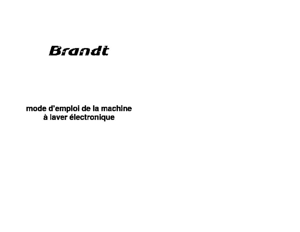 Guide utilisation BRANDT WFE0615F de la marque BRANDT