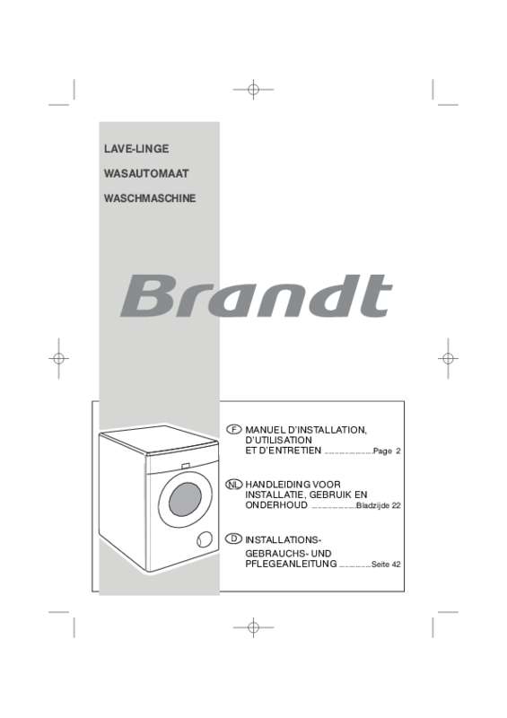 Guide utilisation BRANDT WFH1266D de la marque BRANDT