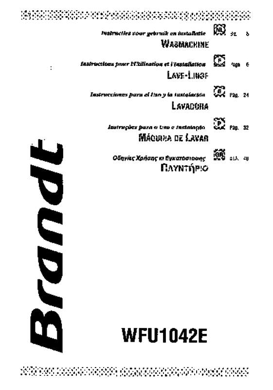 Guide utilisation BRANDT WFU1042E de la marque BRANDT