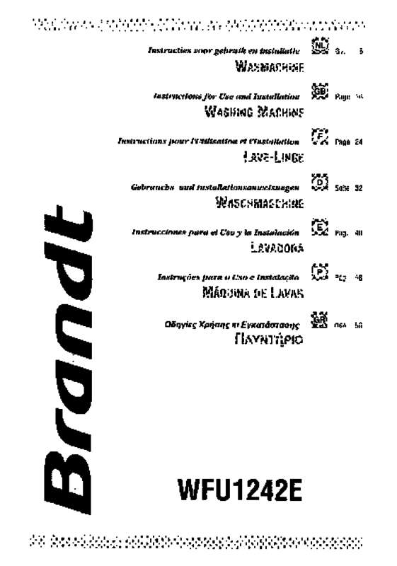 Guide utilisation BRANDT WFU1242E de la marque BRANDT