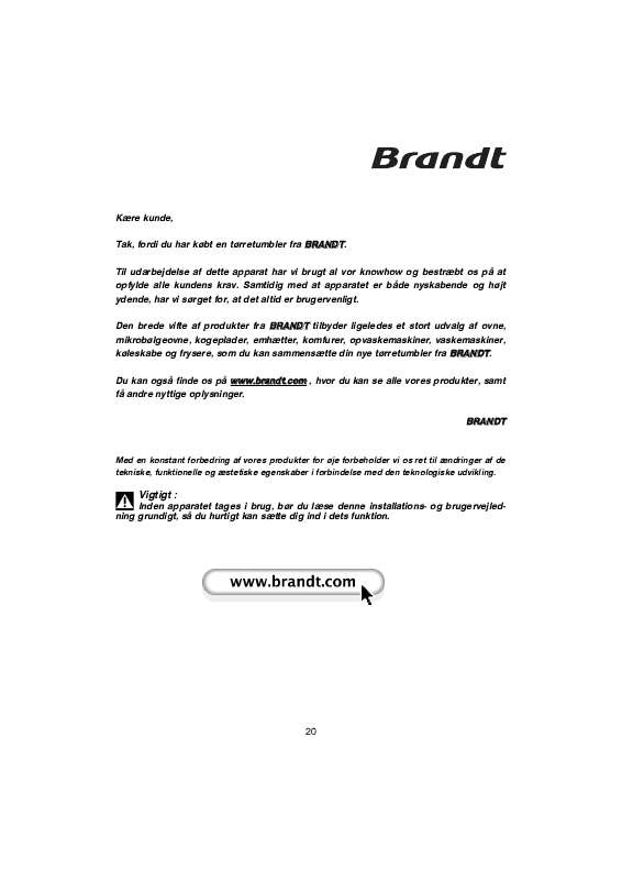 Guide utilisation BRANDT EFE310K de la marque BRANDT
