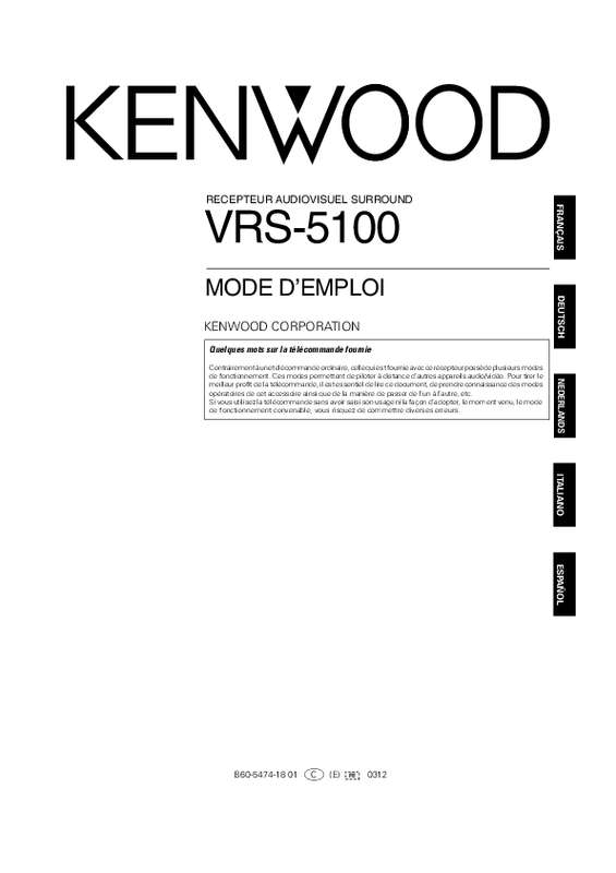 Guide utilisation  KENWOOD VRS-5100  de la marque KENWOOD
