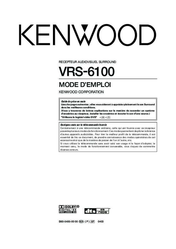 Guide utilisation  KENWOOD VRS-6100  de la marque KENWOOD