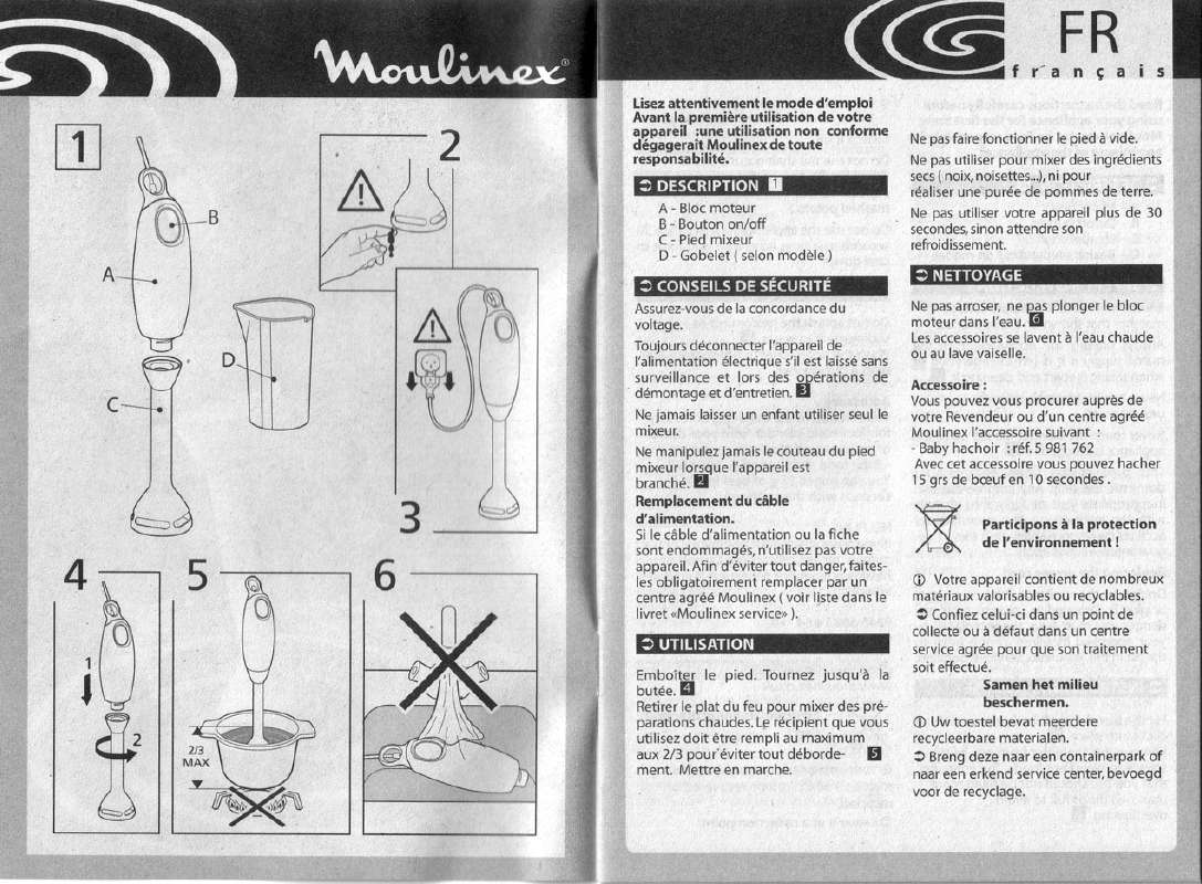 Guide utilisation MOULINEX TURBOMIX de la marque MOULINEX