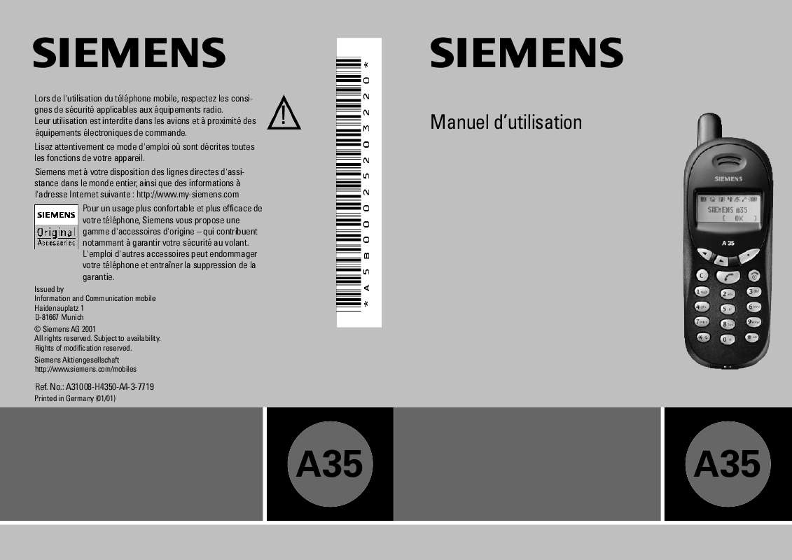 Guide utilisation SIEMENS A35  de la marque SIEMENS