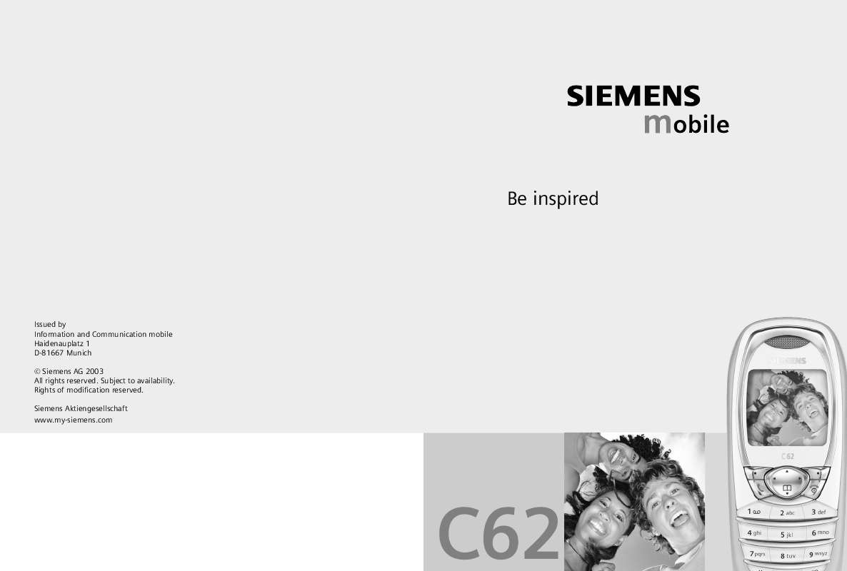 Guide utilisation SIEMENS C62  de la marque SIEMENS