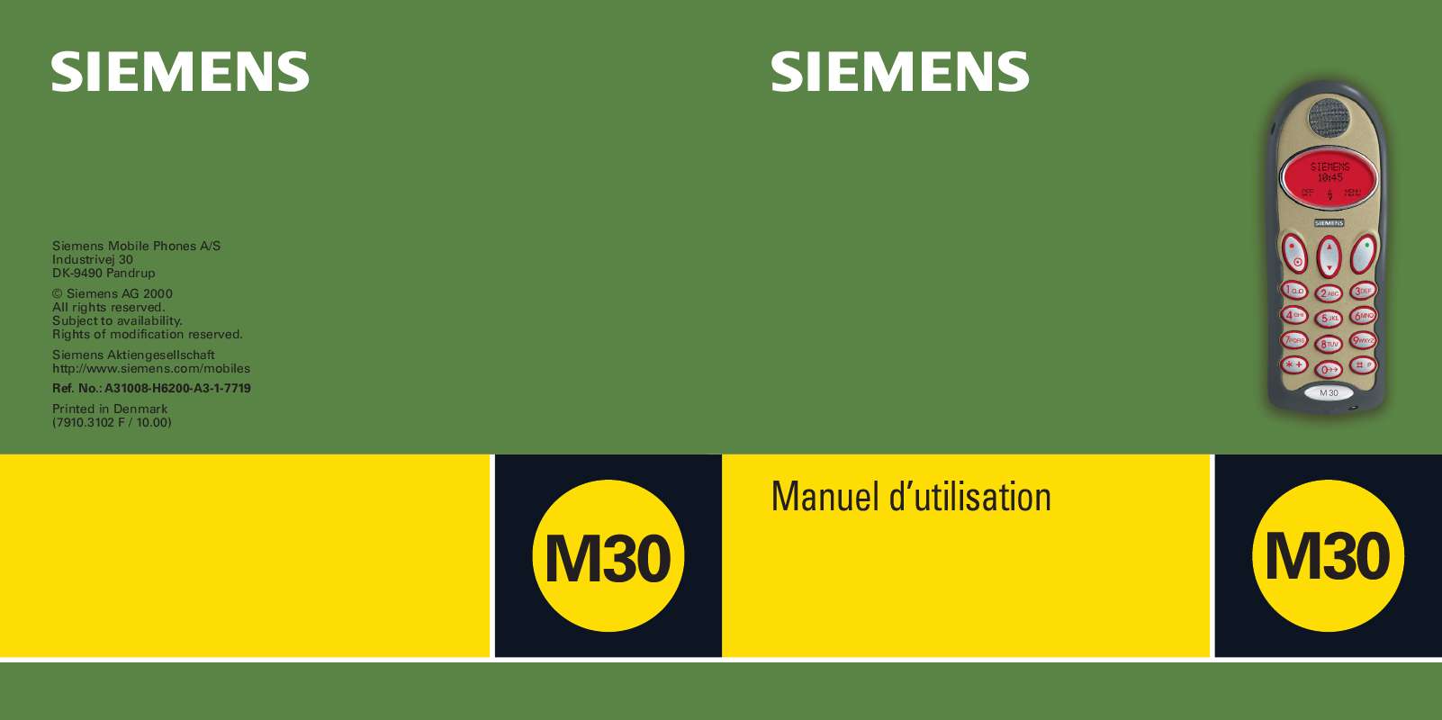 Guide utilisation SIEMENS M30  de la marque SIEMENS