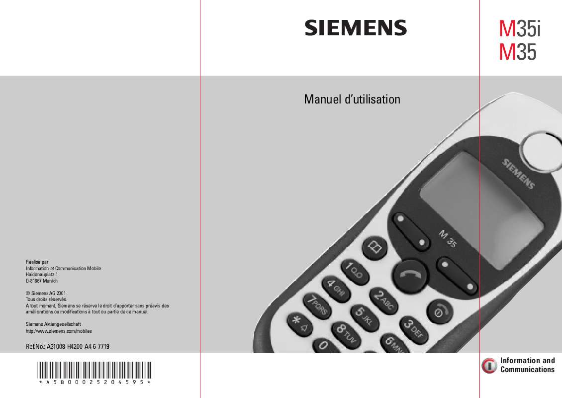 Guide utilisation SIEMENS M35I  de la marque SIEMENS