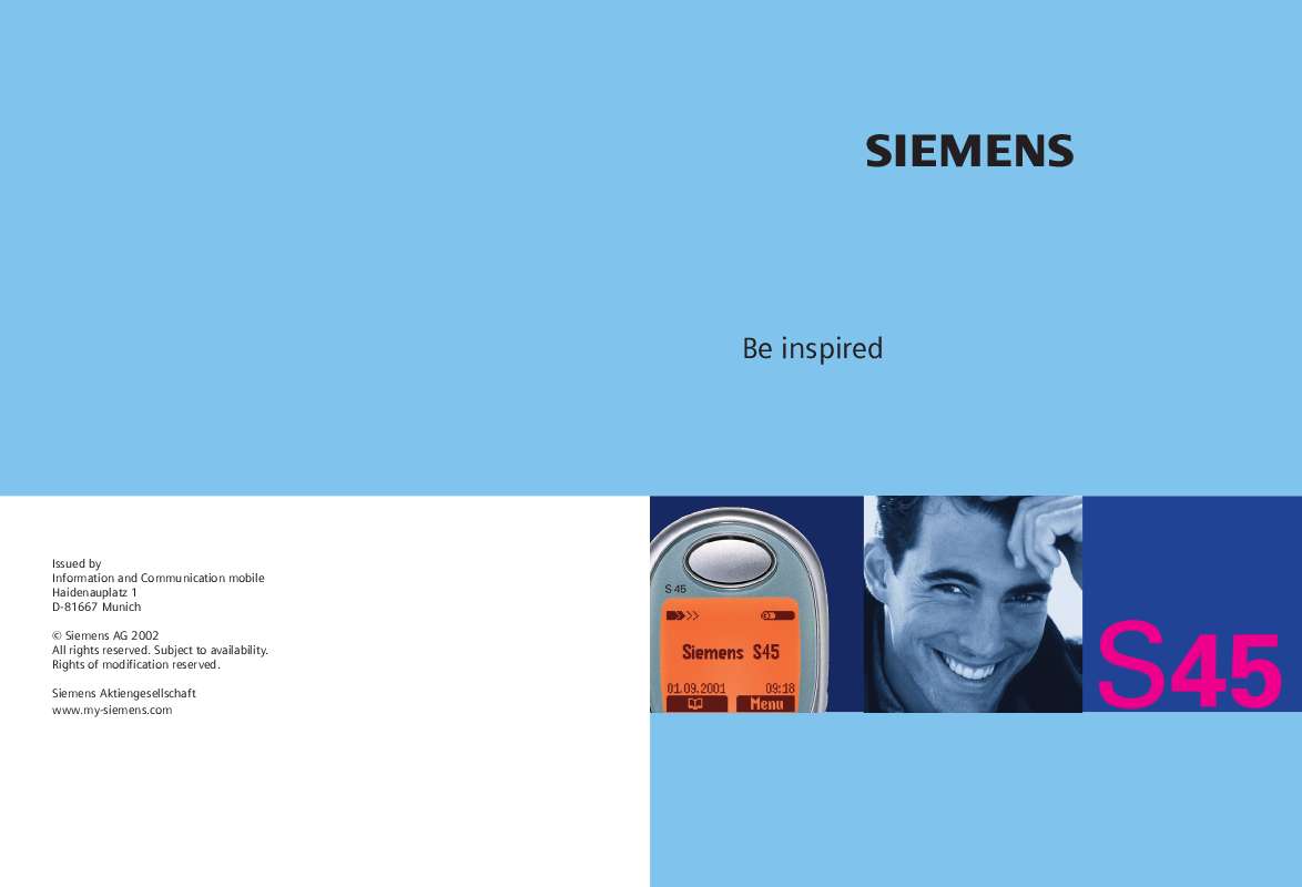 Guide utilisation SIEMENS S45  de la marque SIEMENS
