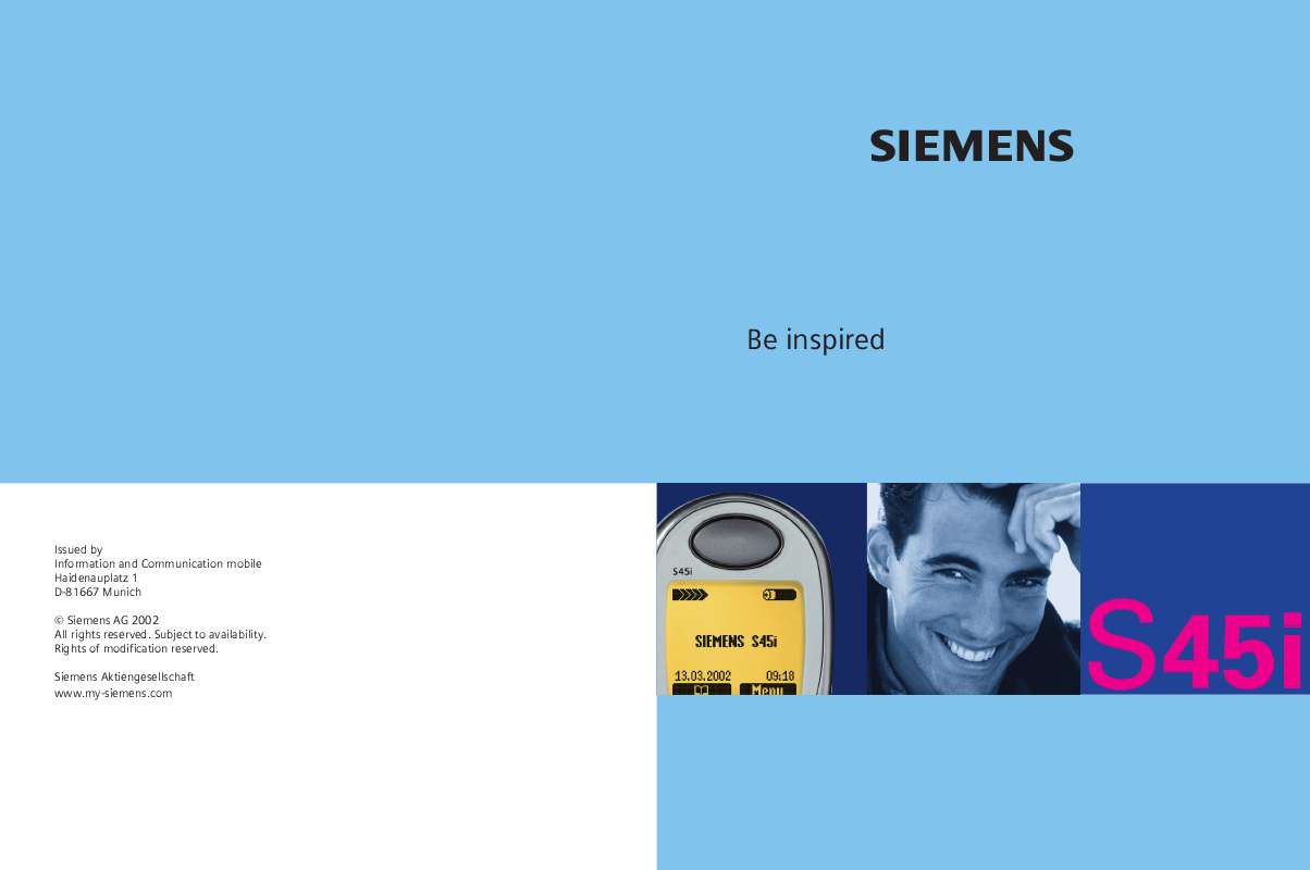 Guide utilisation SIEMENS S45I  de la marque SIEMENS