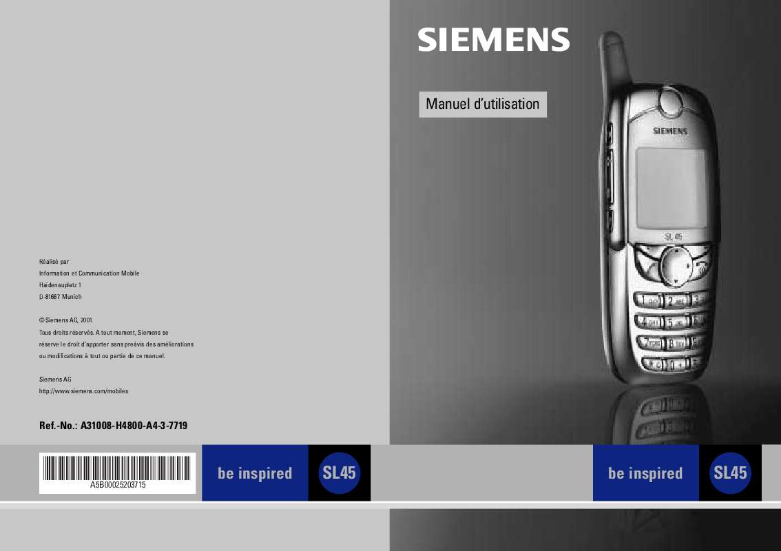 Guide utilisation SIEMENS SL45  de la marque SIEMENS