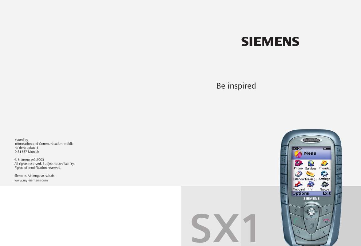 Guide utilisation SIEMENS SX1  de la marque SIEMENS