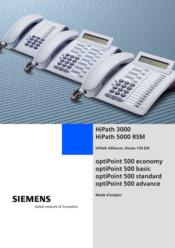 Guide utilisation SIEMENS HIPATH 5000 RSM  de la marque SIEMENS