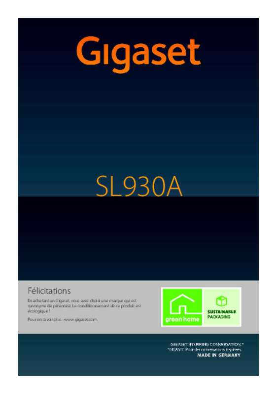 Guide utilisation SIEMENS GIGASET SL930A  de la marque SIEMENS