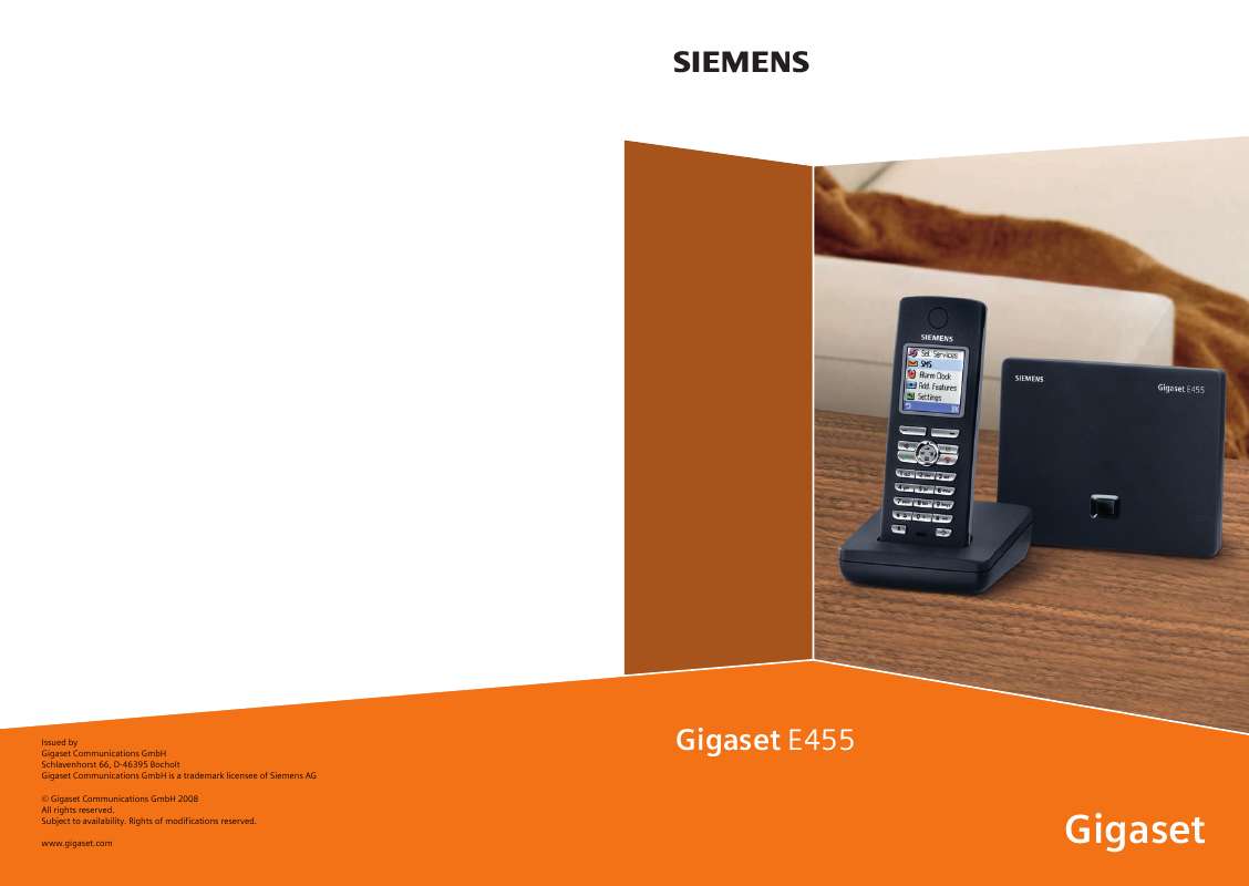 Guide utilisation SIEMENS GIGASET E455  de la marque SIEMENS