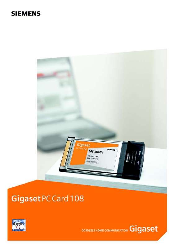 Guide utilisation SIEMENS GIGASET PC CARD 108  de la marque SIEMENS