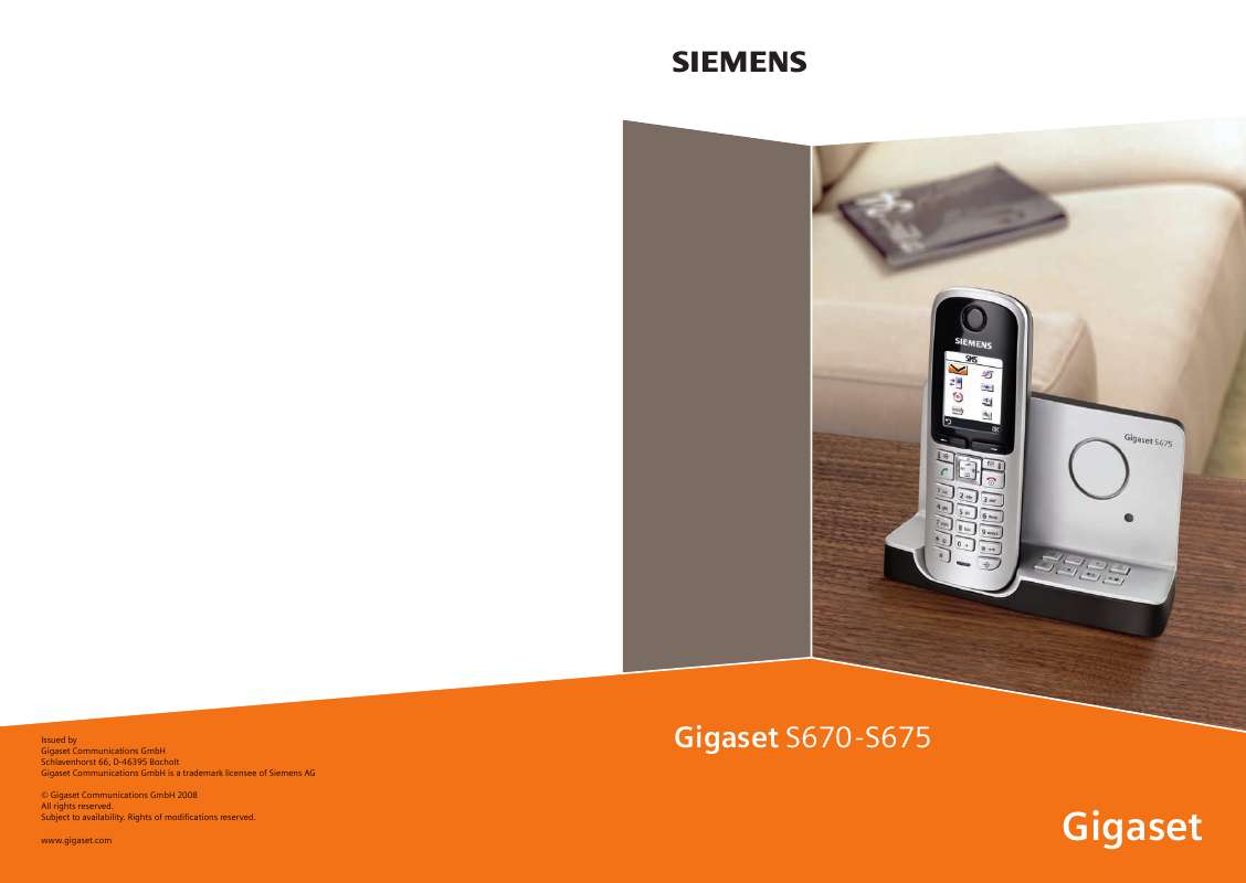 Guide utilisation SIEMENS GIGASET S670  de la marque SIEMENS