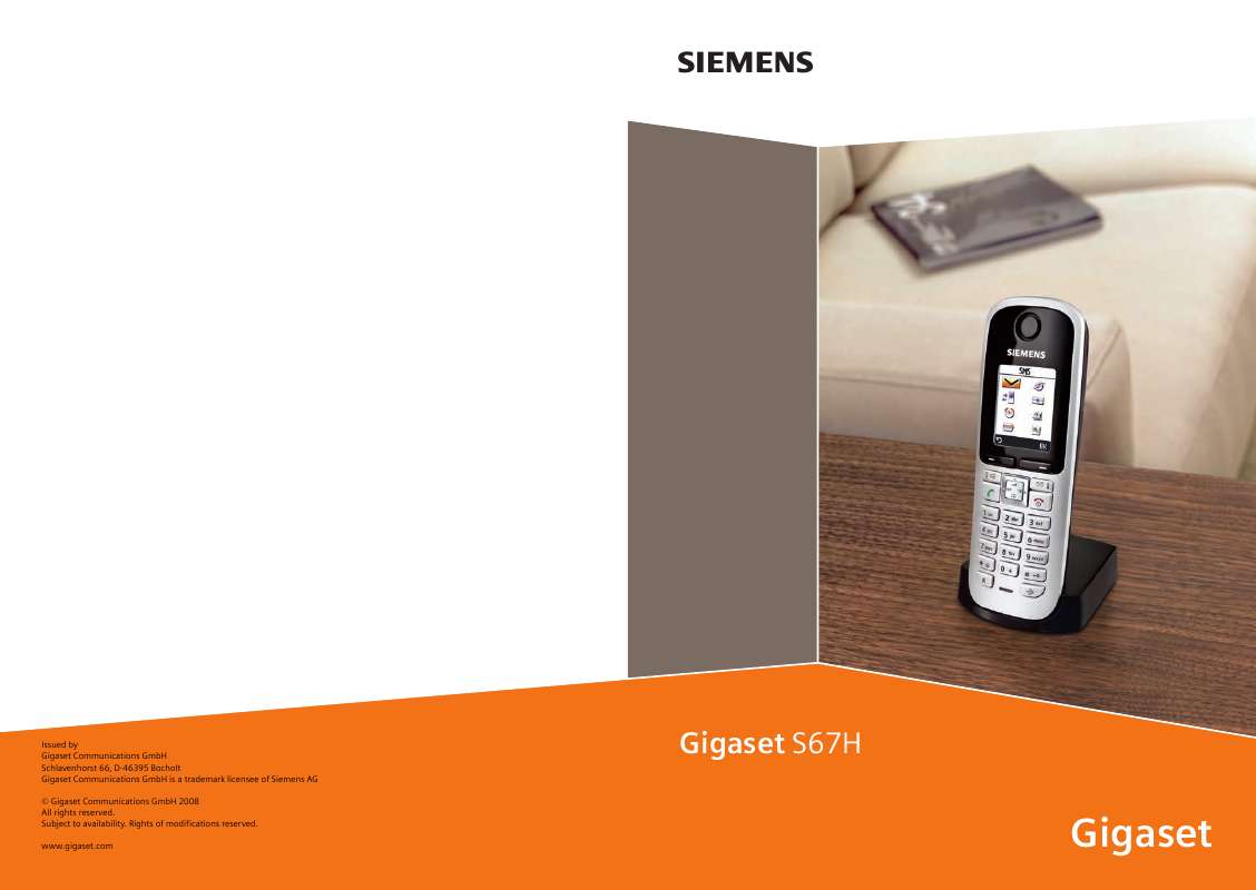 Guide utilisation SIEMENS GIGASET S67H  de la marque SIEMENS