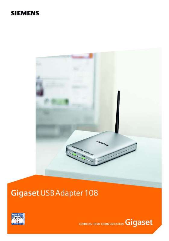 Guide utilisation SIEMENS GIGASET USB ADAPTER 108  de la marque SIEMENS