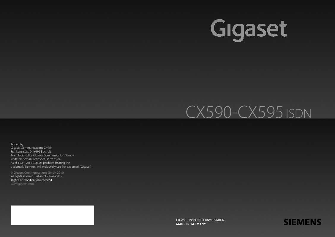 Guide utilisation SIEMENS GIGASET CX595 ISDN  de la marque SIEMENS