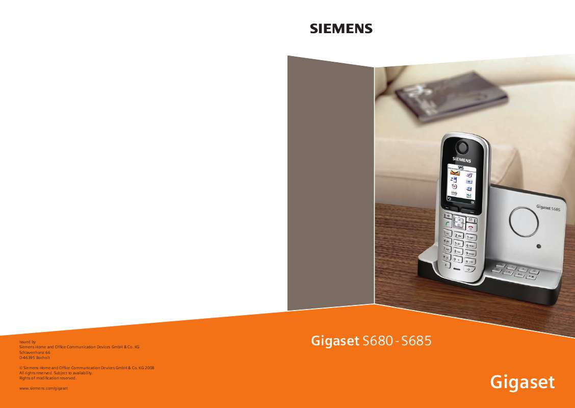 Guide utilisation SIEMENS GIGASET S680  de la marque SIEMENS