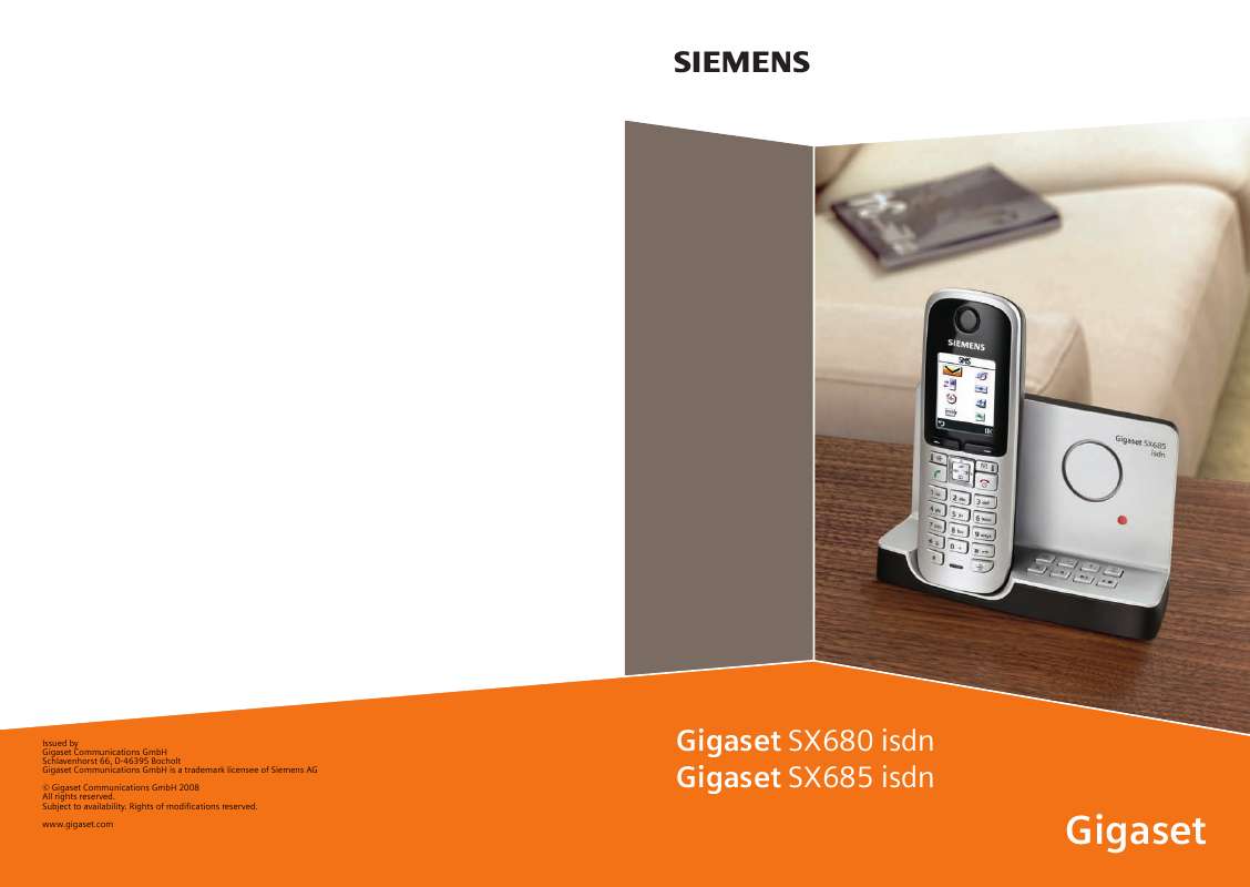 Guide utilisation SIEMENS GIGASET SX685  de la marque SIEMENS
