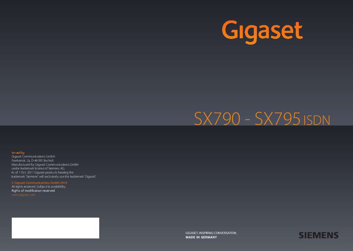 Guide utilisation SIEMENS GIGASET SX790 ISDN  de la marque SIEMENS