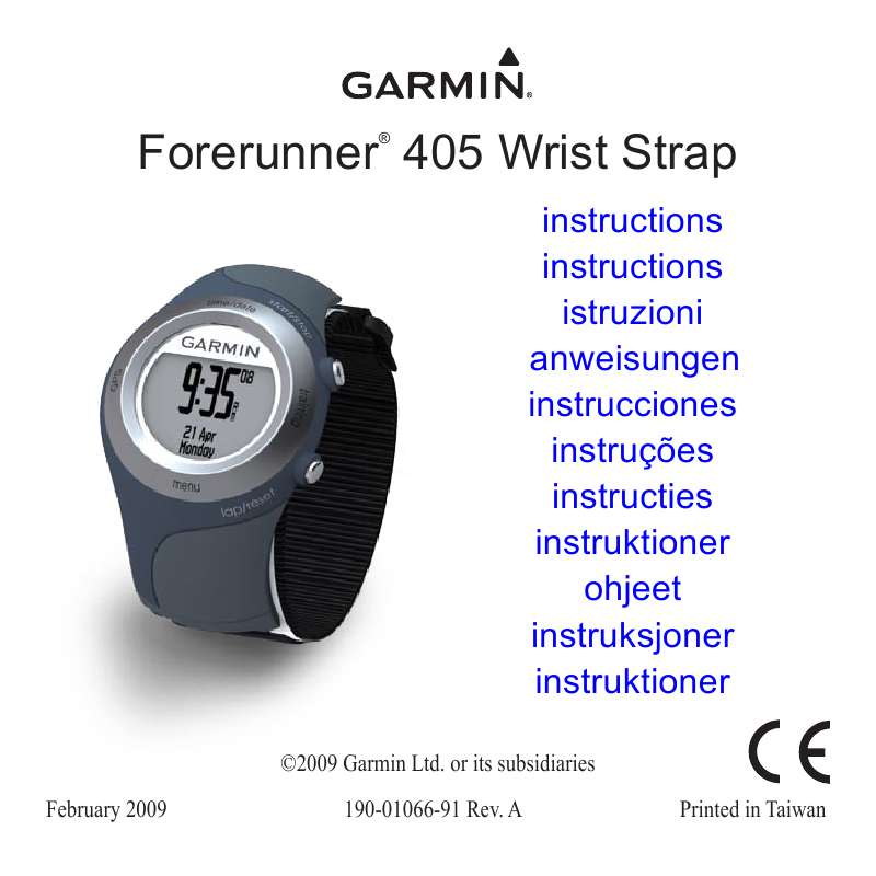 Guide utilisation GARMIN FORERUNNER 405 WRIST STRAP  de la marque GARMIN