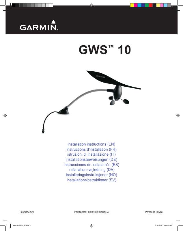 Guide utilisation GARMIN GWS 10  de la marque GARMIN