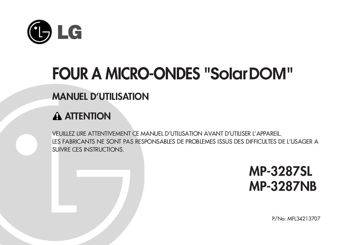 Guide utilisation LG MP 3287SL & MP-3287SL de la marque LG