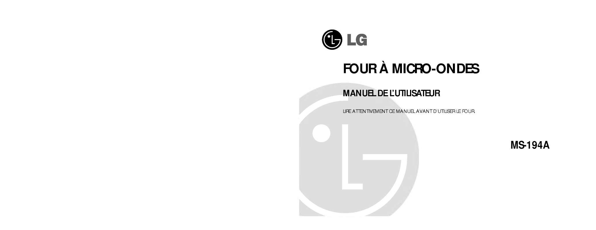 Guide utilisation LG MS-194A de la marque LG