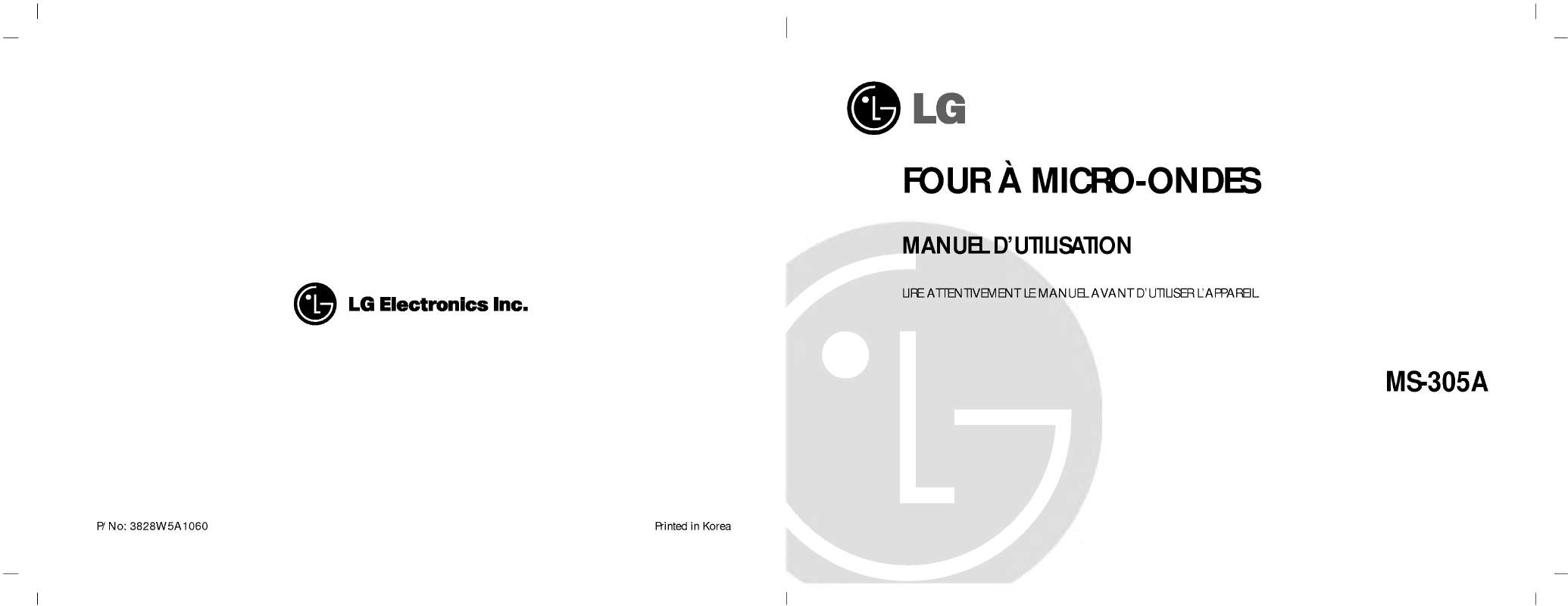 Guide utilisation LG MS-305ABL de la marque LG