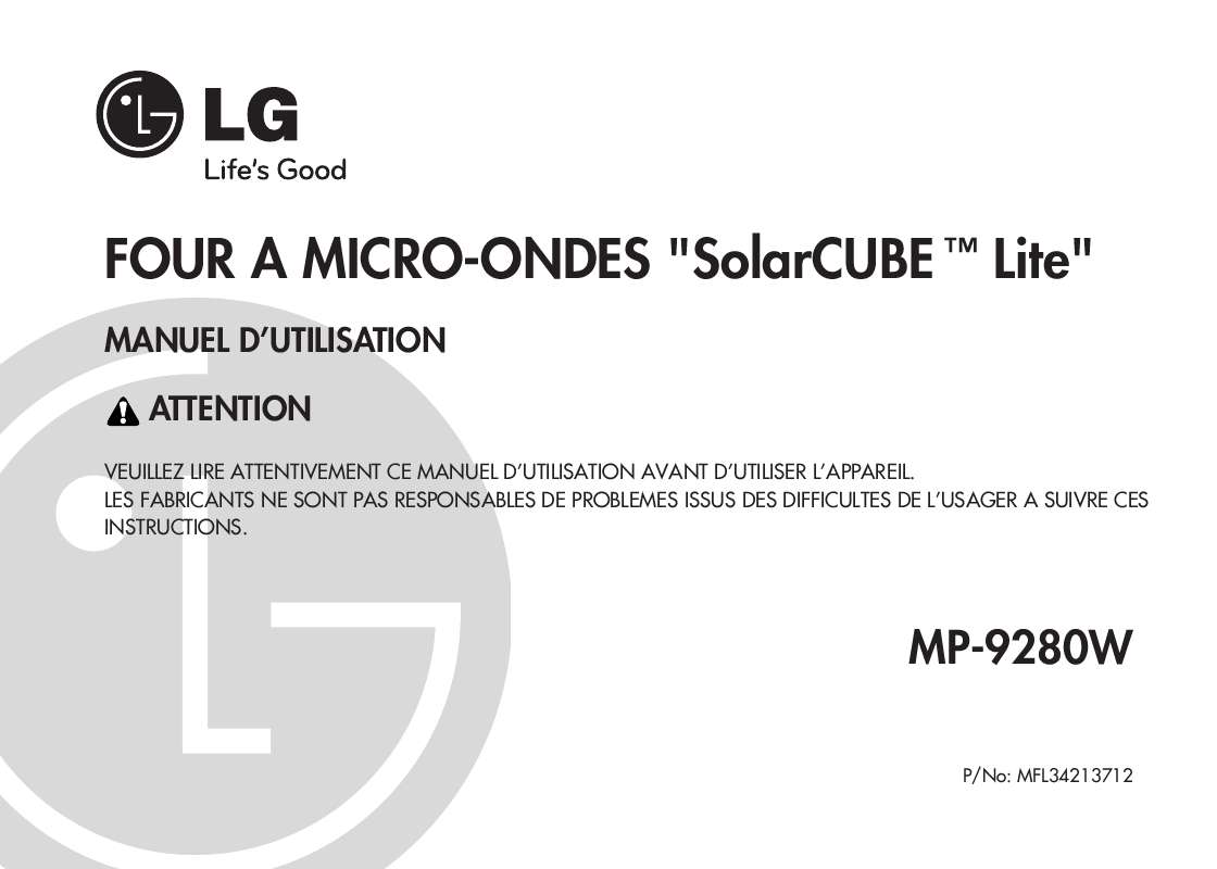 Guide utilisation LG MP-9280-W de la marque LG