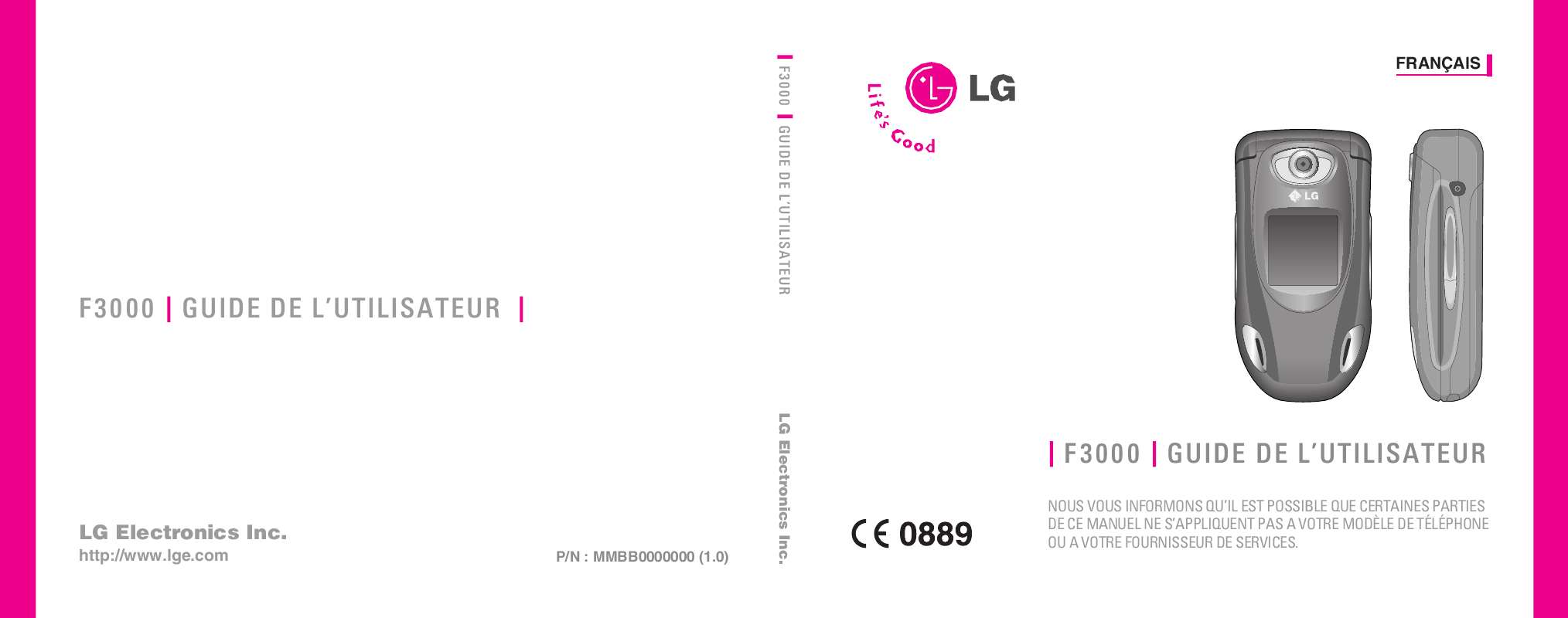 Guide utilisation LG F3000 de la marque LG