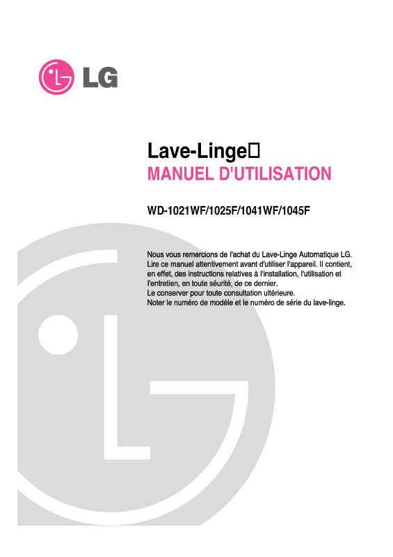 Guide utilisation LG WD-1041W de la marque LG