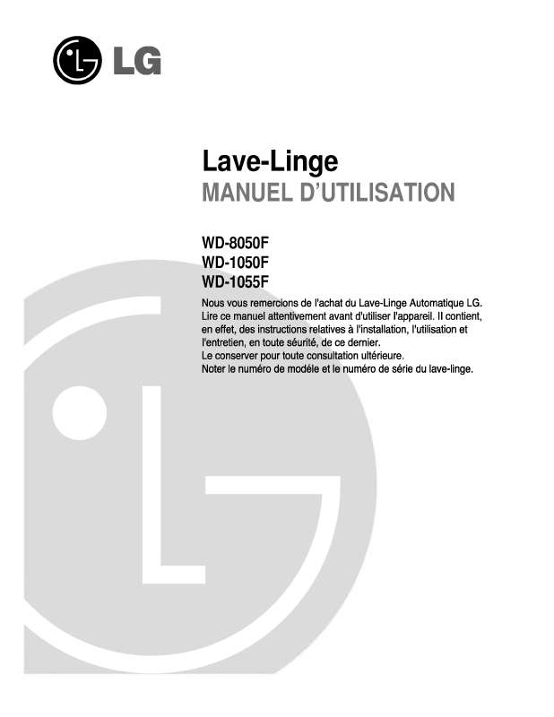 Guide utilisation LG WD-1050F de la marque LG