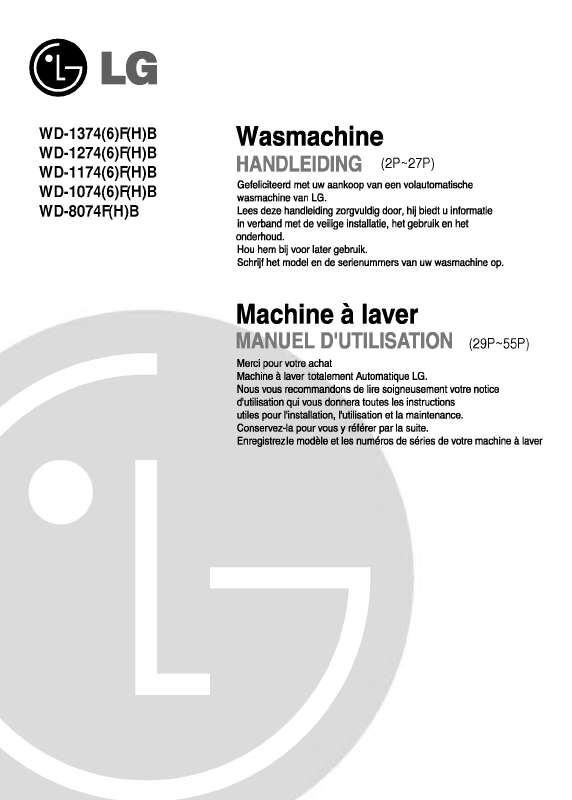 Guide utilisation LG WD-1074FB de la marque LG