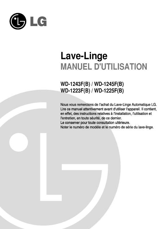 Guide utilisation LG WD-1243FB de la marque LG