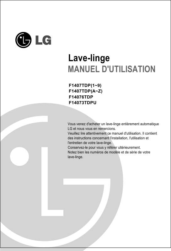 Guide utilisation LG F14076TDP de la marque LG