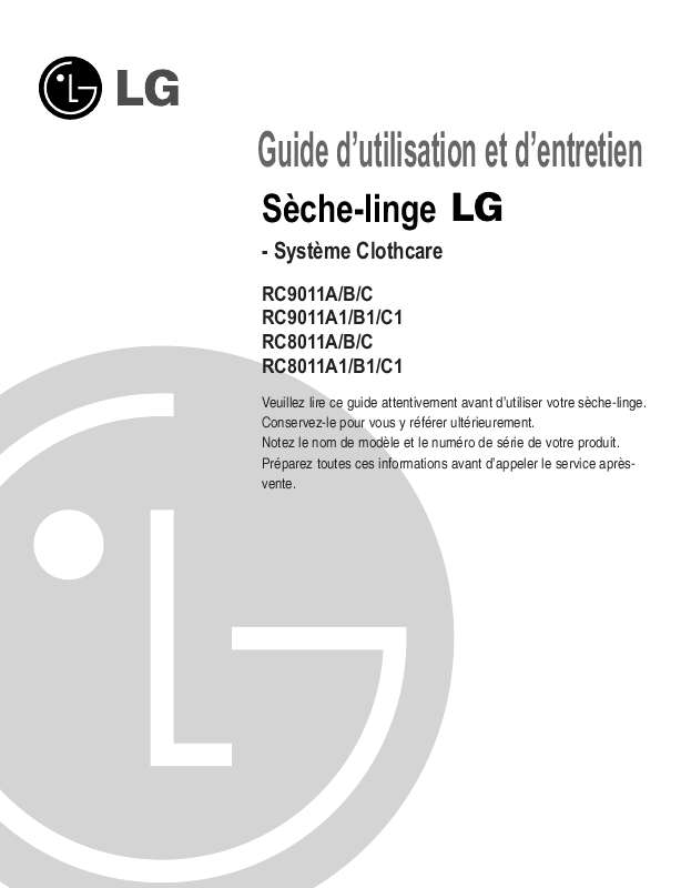 Guide utilisation LG RC9011B1 de la marque LG