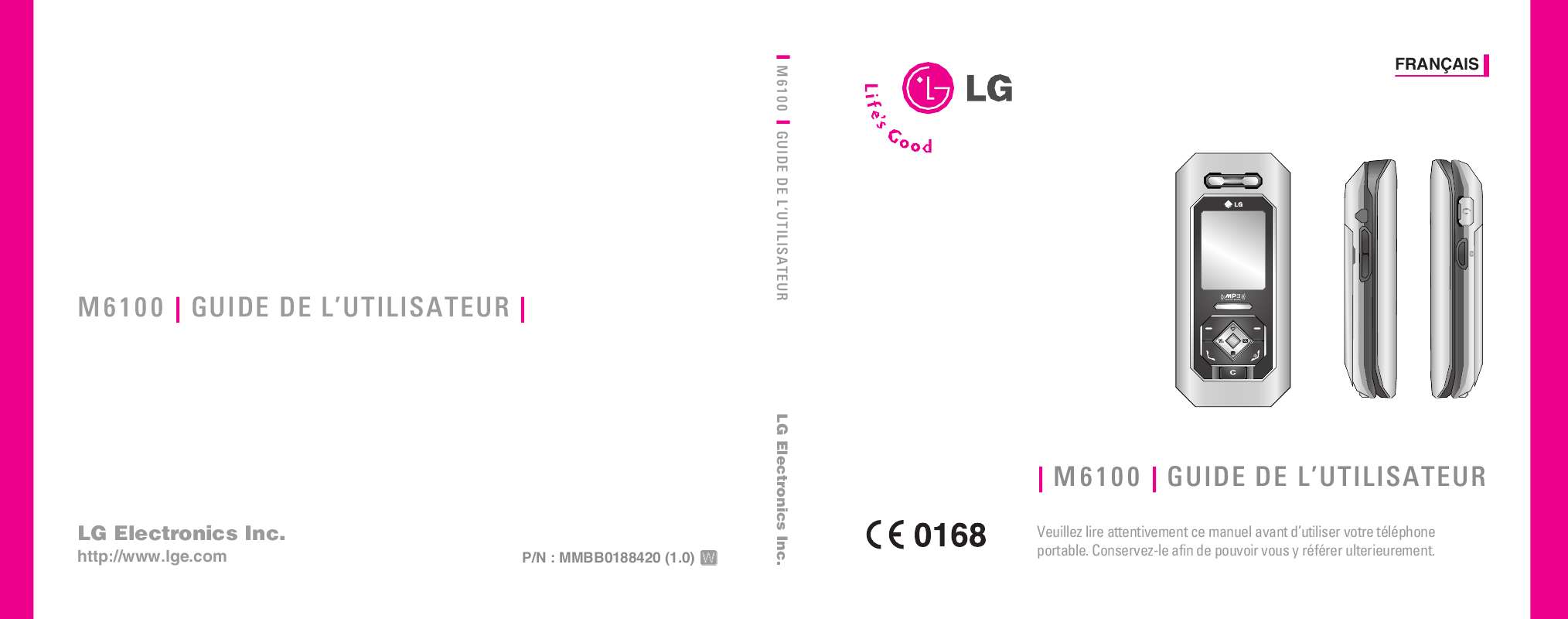Guide utilisation LG M6100  de la marque LG