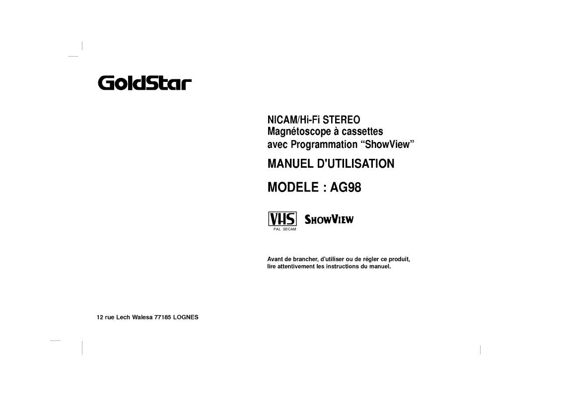 Guide utilisation LG AG98  de la marque LG