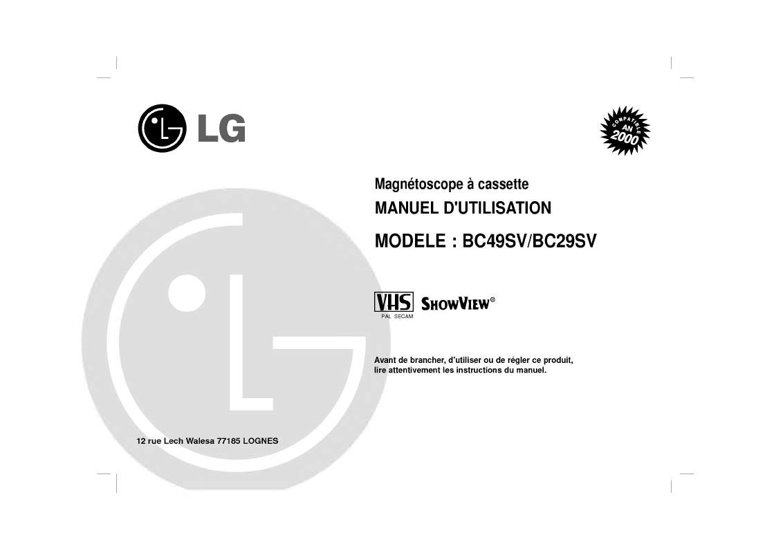 Guide utilisation LG BC29SV  de la marque LG