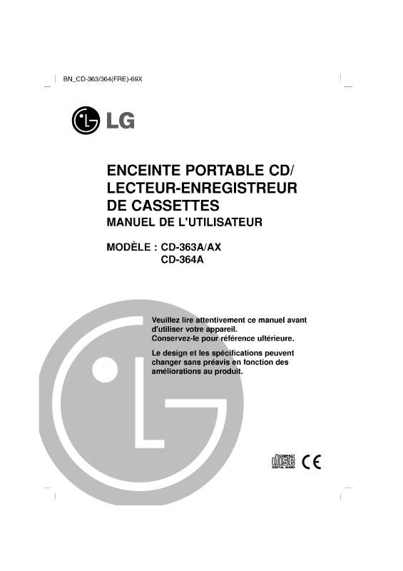 Guide utilisation LG CD-363A  de la marque LG