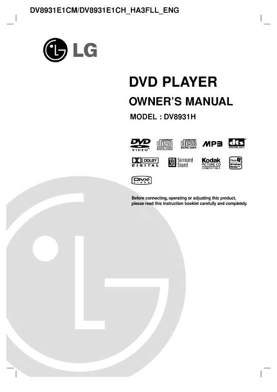 Guide utilisation LG DV8931H  de la marque LG