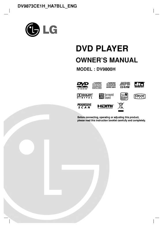 Guide utilisation LG DV9800H  de la marque LG