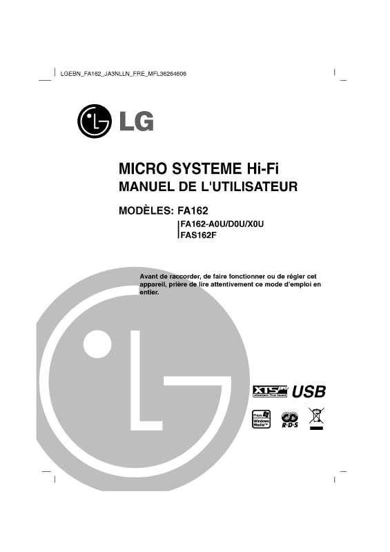 Guide utilisation LG FA162  de la marque LG