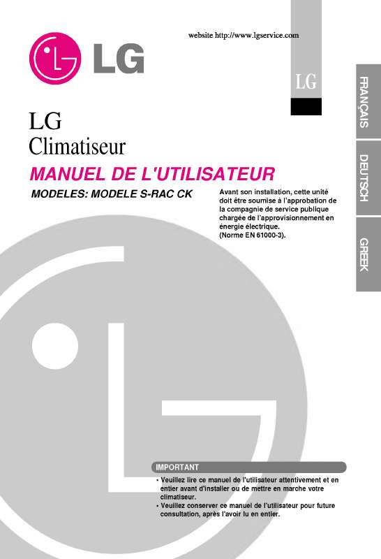 Guide utilisation LG G12AH SR2  de la marque LG